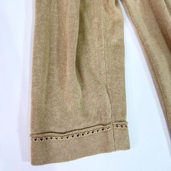 J Jill Cardigan Sweater Linen Women Large Tan Oatmeal Long 3/4 Sleeve - Picture 3 of 7